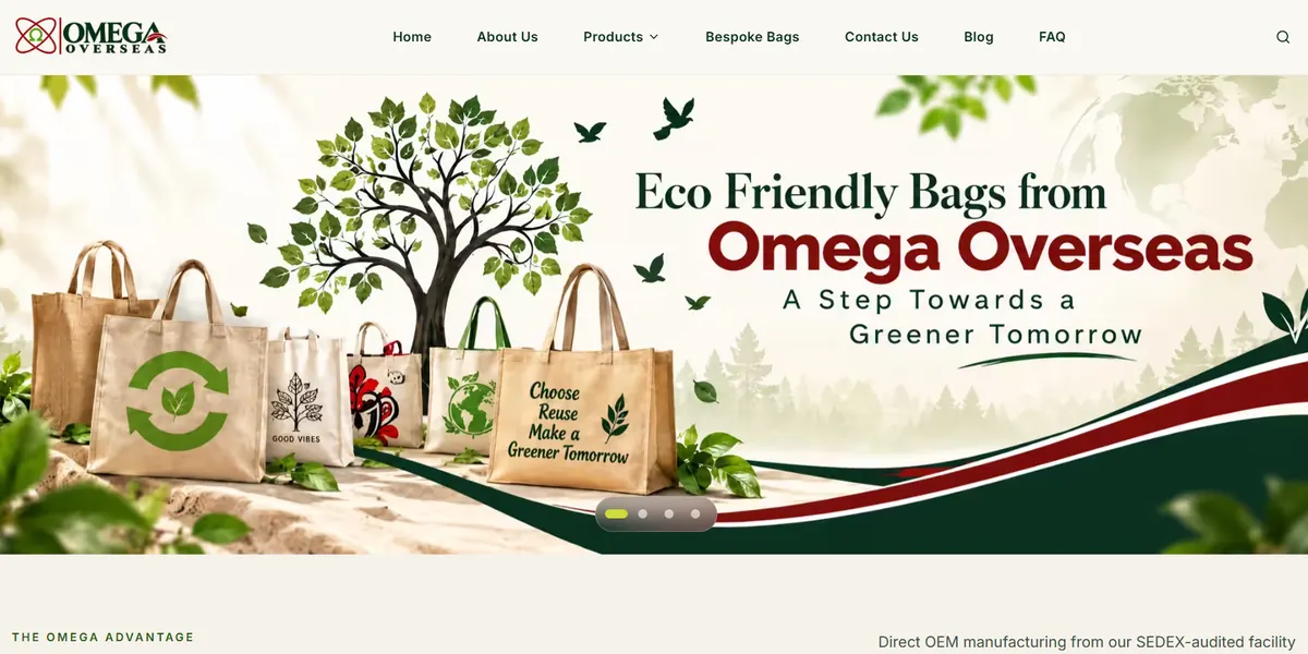 Eco-Friendly Bag Manufacturer website screenshot