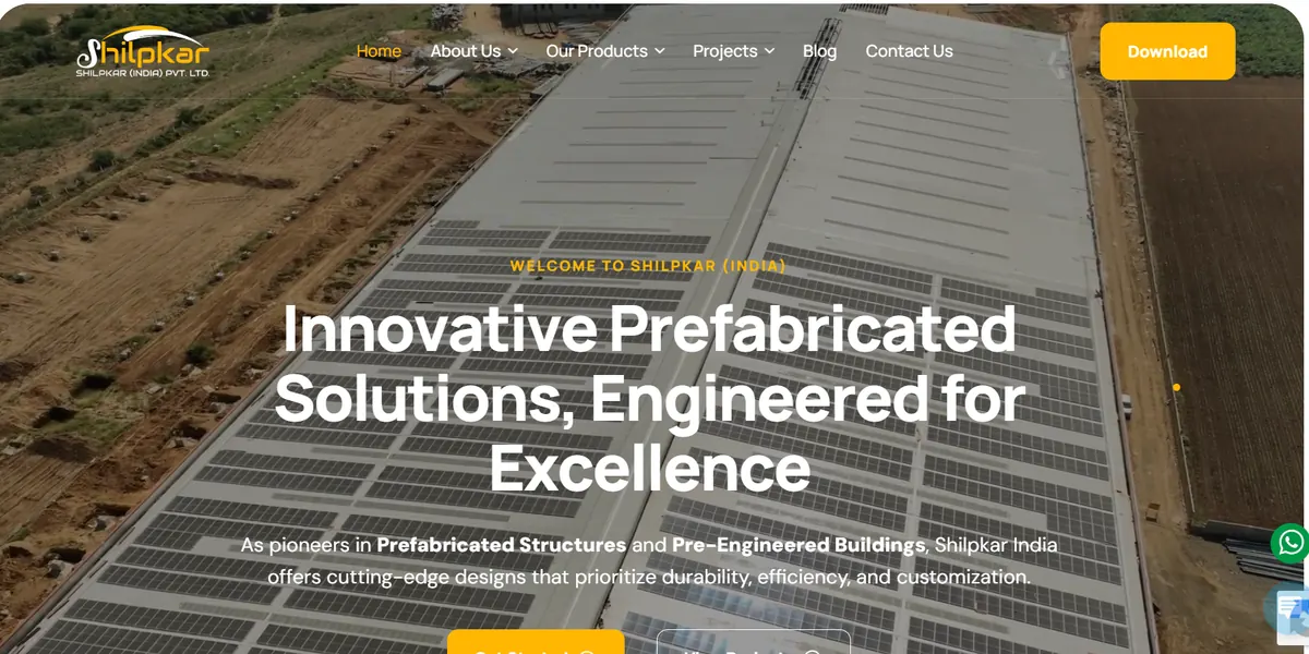 Prefabricated Structures Manufacturer website screenshot